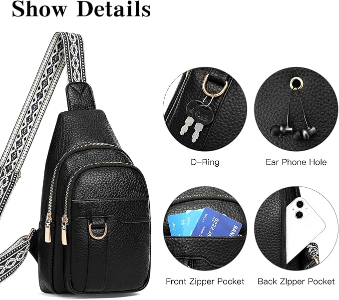 GAEKEAO Sling Bag for Women Crossbody Bags Fanny Pack Vegan Leather Chest Bag Travel Shoulder Belt Purse Backpack Gifts