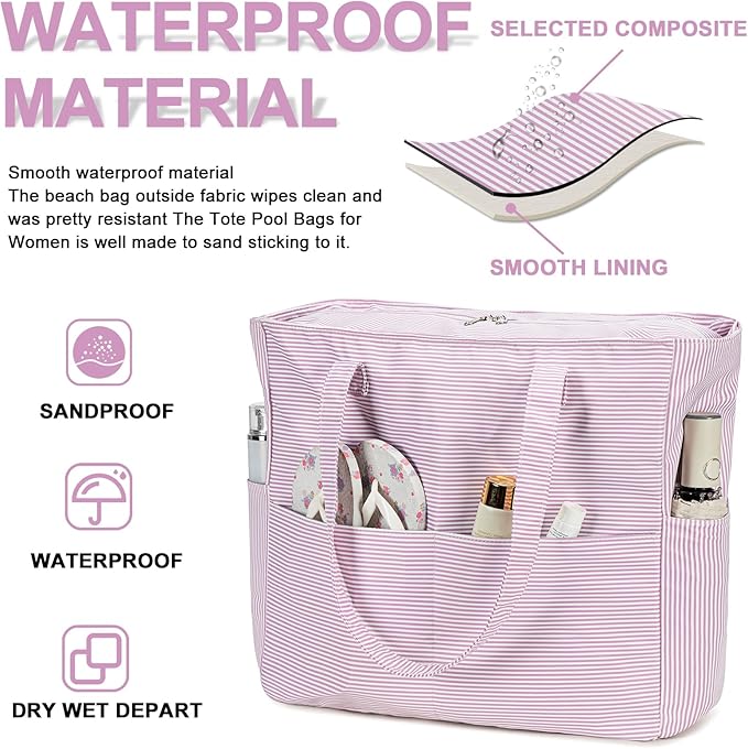 Bluboon Waterproof Beach Tote Pool Bags for Women Ladies Extra Large Carry On Bag With Wet Compartment for Weekender Travel