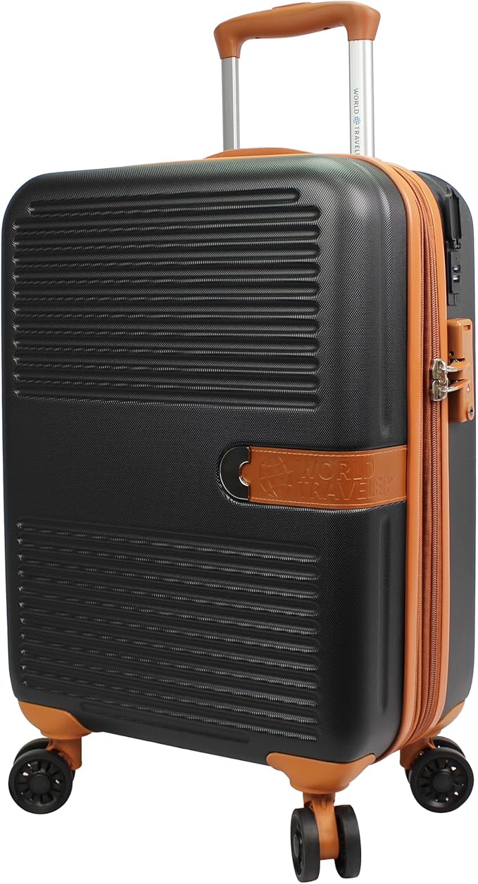 World Traveler Garland Lightweight Hardside 20-Inch Carry-On Expandable Spinner Luggage with TSA Lock & USB Port - Black