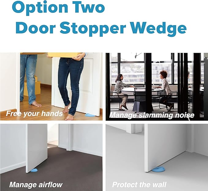 Door Pinch Guard and Door Slam Stopper, Durable Silicone Door Finger Pinch Guard, Prevents Finger Pinch Injuries, Slamming on Even Heavy Doors, Door Safety for Kids, 4 Packs Blue Upgraded.