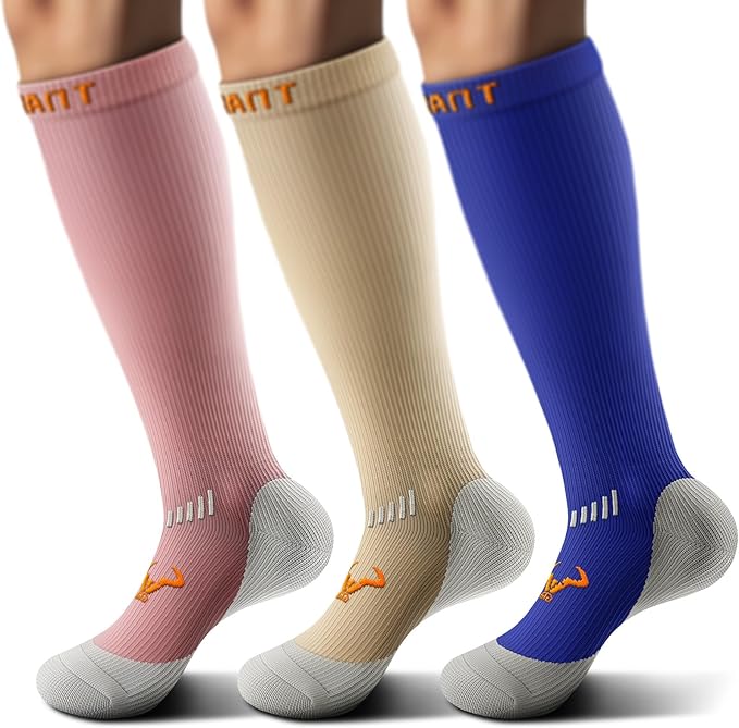 BULLIANT Compression Socks 3Pairs-15-20mmHg Circulation Support Men Women Hiking Sports Recovery-Upgraded Wicking Tech