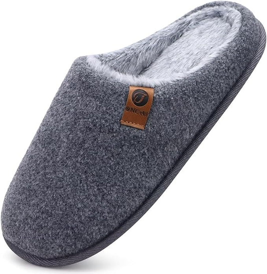 ONCAI Men's House Slippers Memory Foam Slip-On Warm Cozy Scuff Home Bedroom Shoes with Indoor/Outdoor Rubber Soles US Size 7-15