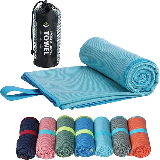 4Monster Microfiber Camping Towel - Quick Dry, Super Absorbent, Lightweight Travel Towel for Hiking, Beach, Gym, Backpacking, Yoga - Compact with Carry Bag (Lake Green, Medium(40.00" x 20.00"))