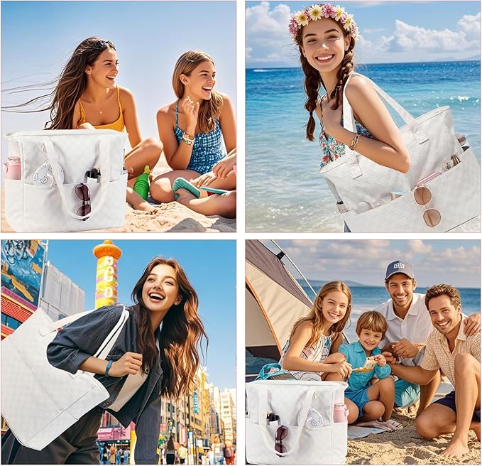 LEDAOU Beach Bag Waterproof Sandproof Women Beach Tote Pool Bag with Zipper for Swim Gym Grocery Travel with Wet Pocket | Sandproof, with Zipper, for Gym, Grocery, Travel, with Wet Pocket