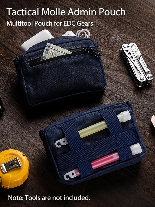 Sayram SP7 EDC Belt Pouch - Waxed Canvas With Zipper, Waist Pack for Men, Anti-Theft Pickpocket Organizer for Daily Use