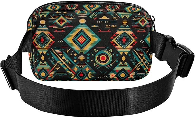Ethnic Mandala Ikat Pattern Fanny Pack for Women Men Water Resistant Fashion Waist Packs with Adjustable Strap Belt Bag for Travel Workout Jogging Hiking 21219779