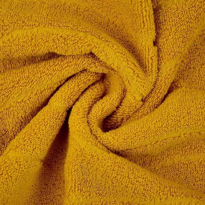 Jacquotha Wavy Striped Cotton Hand Towels, Set of 4, Dry Your Hand Instantly, 13x29 Inches, Mustard Kitchen Bathroom Towel