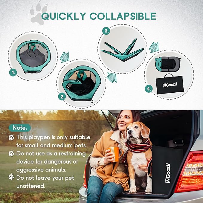 Pet Cat Playpen for Indoor Cats Enclosed, Puppy Dog Play Pen for Outdoor Travel Camping (Medium Size, Green & Dark Grey)