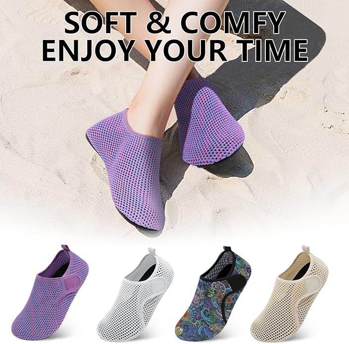 Scurtain Barefoot Water Shoes for Women Men Beach Swim Aqua Socks Summer Quick-Dry Sandals Slippers