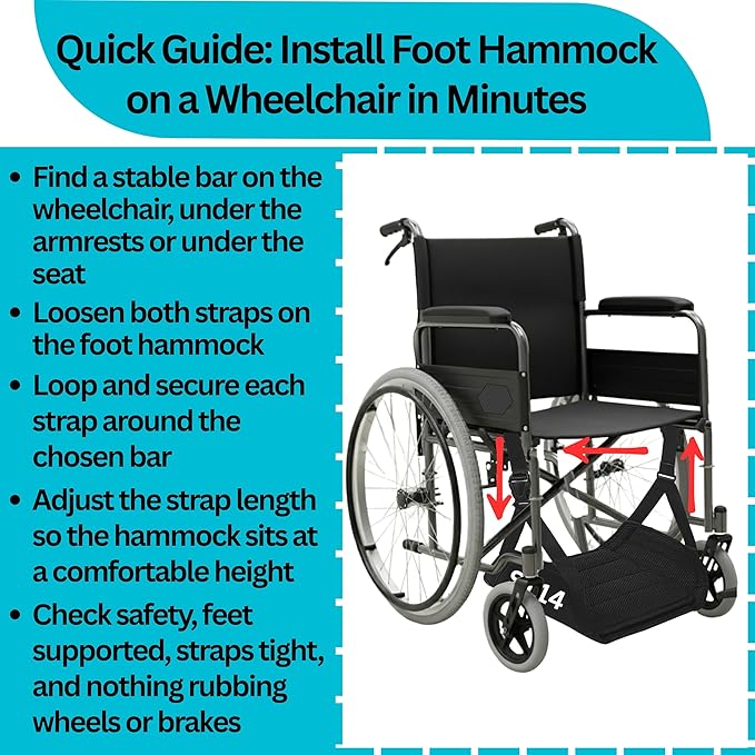 Premium Wheelchair Footrest Hammock Anti Squeeze Leg Rest for Wheelchair Foot Hammock for Plane Travel Wheelchair Foot Sling Replacement Adjustable Wheel Chair Essential Accessories Under Desk Gift