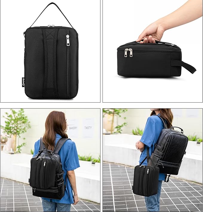 BEIMILY Small Insulated Lunch Bag,Lunch Box for Men Women Adults,Portable Refrigerated Lunch Box,Soft Insulated Tote Bag for Office Work Picnic with Comfort Handle and Removable Hand Strap (Black)