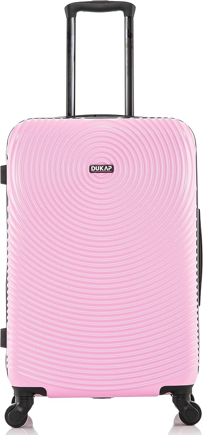 DUKAP INCEPTION Luggage with Spinner Wheels | Durable Lightweight Hardside Suitcase, Travel Bag with Handle and Trolley, 24-Inch Medium Checked Luggage | Pink