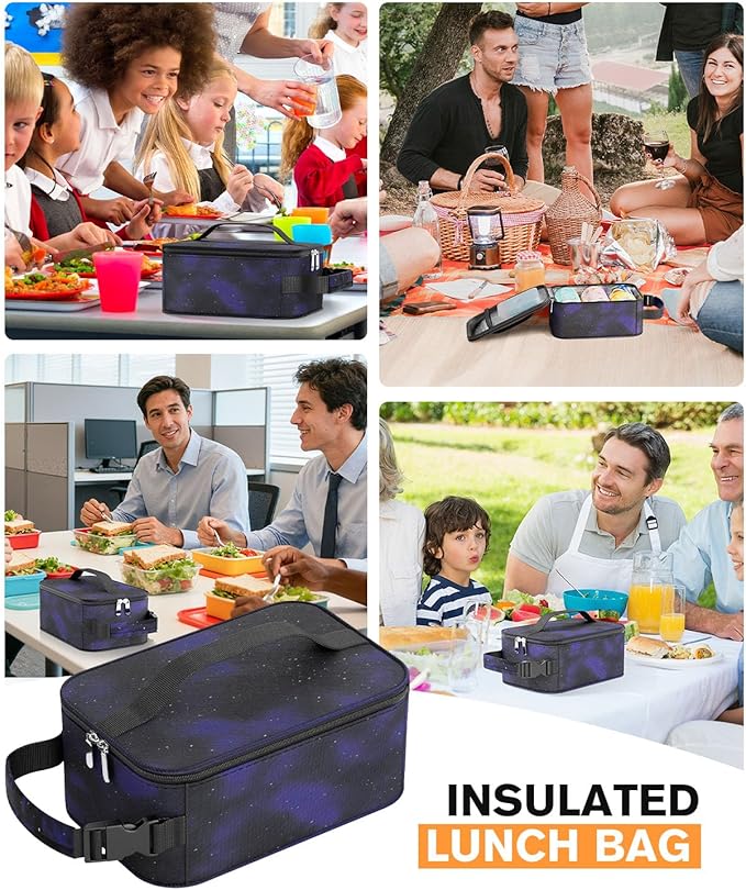 HowFly Small Lunch Box for Men- Small Insulated Snack Bag for Kid - Mini Cooler Bag Resuable Freezable Lunch Bags Thermal Lunchbox for Women Kids Work - Starry Sky