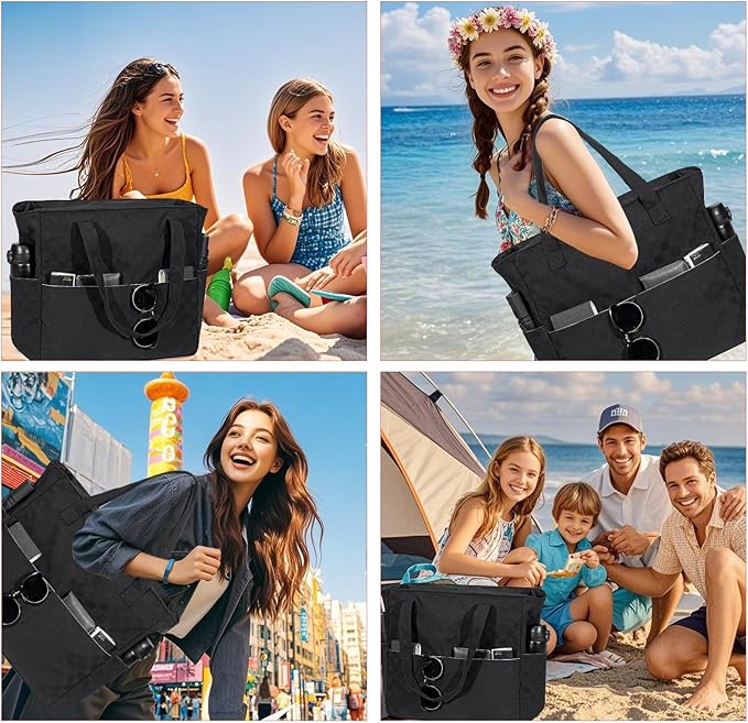LEDAOU Beach Bag Waterproof Sandproof Women Beach Tote Pool Bag with Zipper for Swim Gym Grocery Travel with Wet Pocket | Sandproof, with Zipper, for Gym, Grocery, Travel, with Wet Pocket