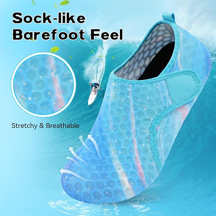 Scurtain Barefoot Water Shoes for Women Men Beach Swim Aqua Socks Summer Quick-Dry Sandals Slippers