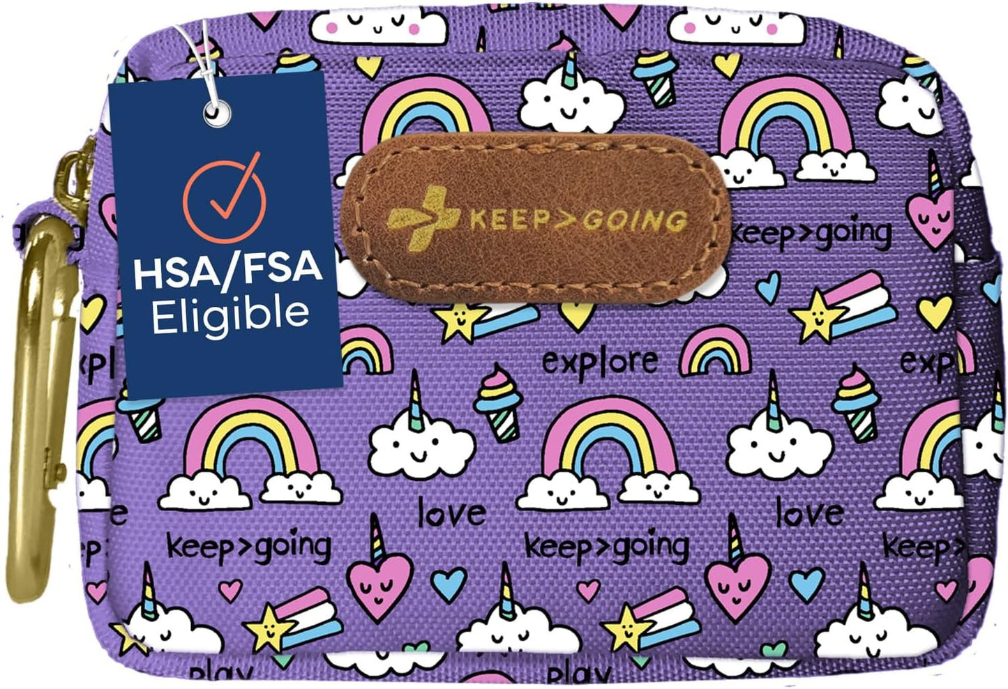 KeepGoing Small Travel First Aid Kit Kids – 60 Pc. Mini First Aid Kit for Purse, Diaper Bag, & Backpack with Latex-Free Bandages – 4 Oz., & 4.5 x 3.5 x 2 in, TSA-Approved
