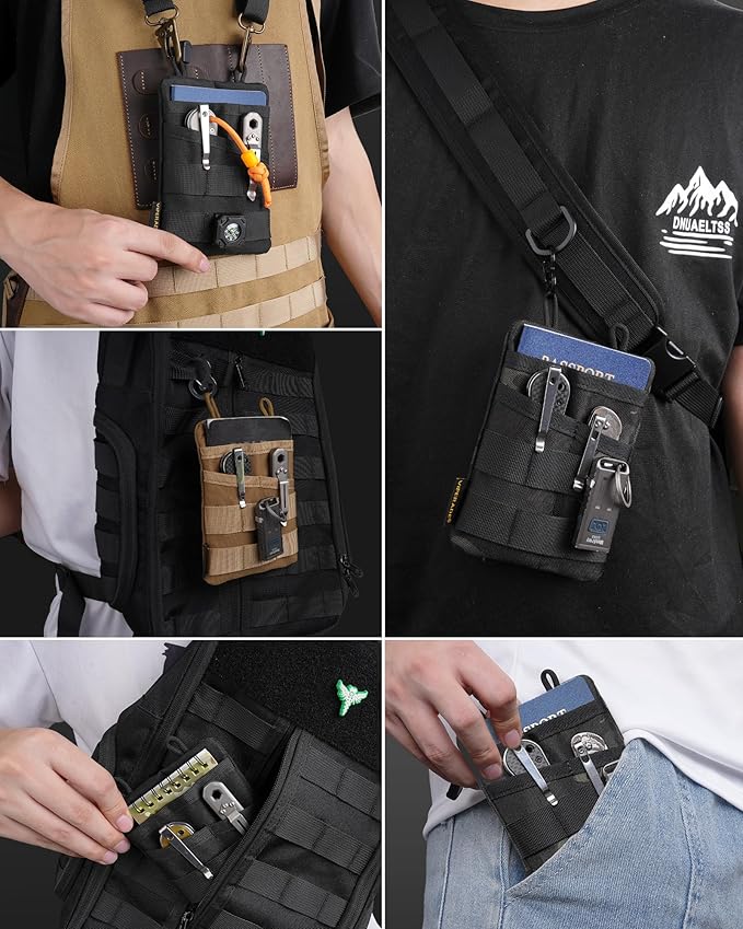 VIPERADE VE3 Tool Pouch Pocket Organizer, Nylon Tool Belt Loop Pouch with 4 Pockets Tool Storage EDC Pouch for Flashlight/Pocket Knife, Tactical Pen, Notebook (Black Camo)