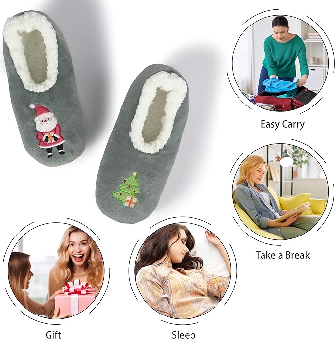 BenSorts Fuzzy Slipper Socks for Women Funny House Slippers with Grips