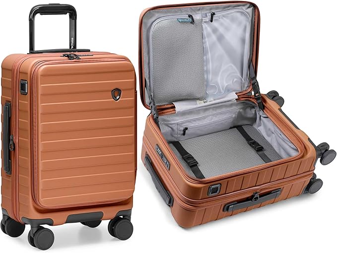 Traveler's Choice Novia Top Opening Expandable Polycarbonate Luggage with Spinner Wheels, Autumn Leaves, 21-Inch Carry-on