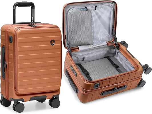 Traveler's Choice Novia Top Opening Expandable Polycarbonate Luggage with Spinner Wheels, Autumn Leaves, 21-Inch Carry-on