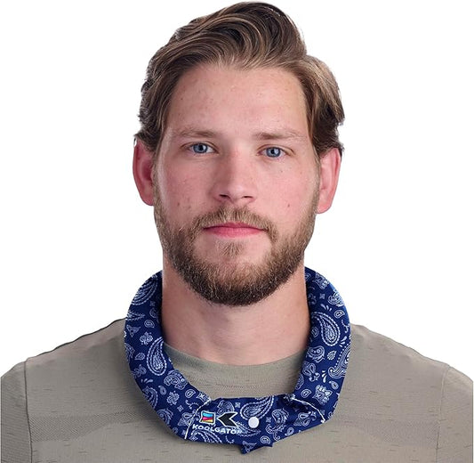 KOOLGATOR Evaporative Cooling Neck Wrap – Reusable Neck Cooler with Long Lasting Relief During Hot Weather Activities, Sports, & Outdoor Work, Blue Paisley, 1 Pack