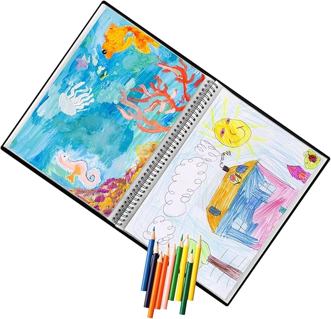 60 Pockets Portfolio Binder with Plastic Sleeves, Presentation Book Display 120 Pages File Folder for Artwork, Sheet Music, Document, Diamond Painting
