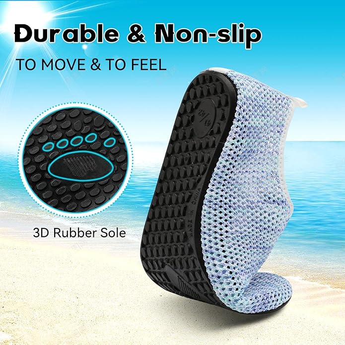 Scurtain Barefoot Water Shoes for Women Men Beach Swim Aqua Socks Summer Quick-Dry Sandals Slippers