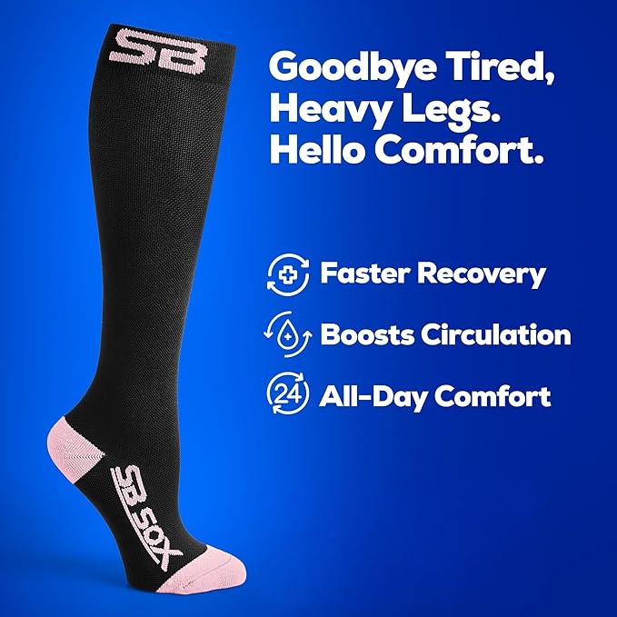 SB SOX Lite Compression Socks for Men & Women (15-20mmHg) – Best Compression Socks for Travel, Sports, and Daily Wear - XXL Sizes too!