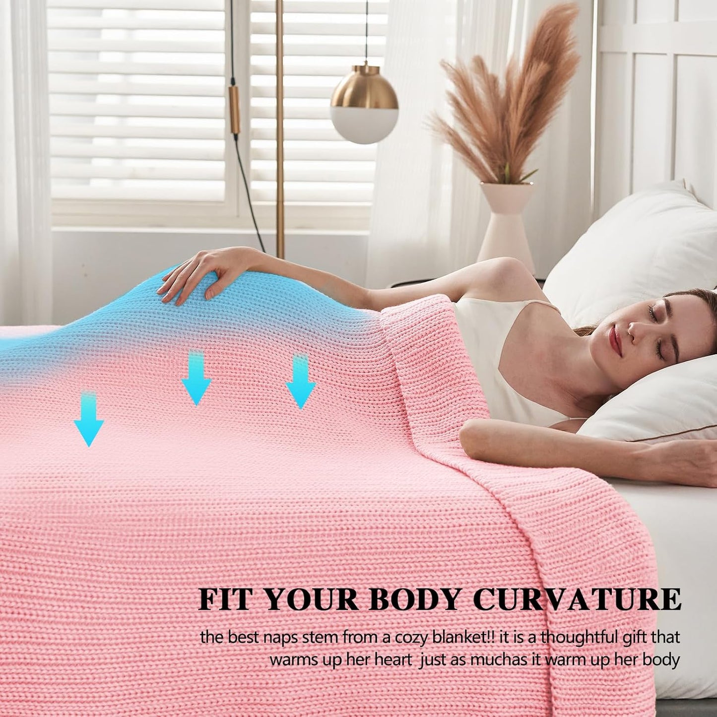 L'AGRATY Knitted Weighted Blanket - 48"x72" 15lbs Cooling Chunky Knit Heavy Blanket for Adults Braided Crochet Throw Thick Cable Yarn Knit Decorative No Beads Evenly Weighted Machine Washable