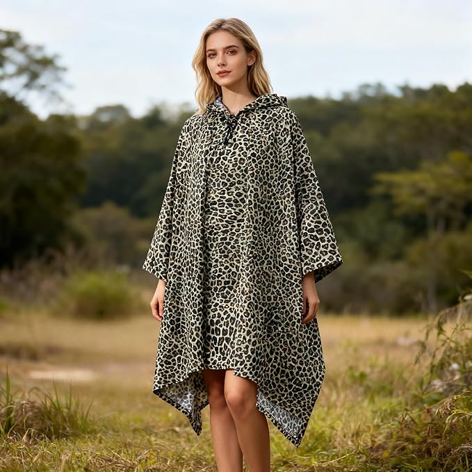 Hooded Rain Poncho for Adults - Waterproof Rain Coat and Lightweight Jacket 3-in-1 Multi-Function with Pockets