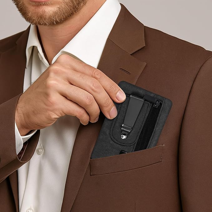 Money Clip, RFID Belt Wallet Travel Wallet Blocking Clip Pocket for Cards Pickpocket Hidden Clips Stash Credit Card Holder Compact Thin Anti-Theft for Traveling(Black)