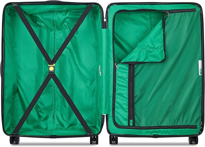 United Colors of Benetton Now! Hardside Luggage with Spinner Wheels, Green, Checked-Large 27 Inch
