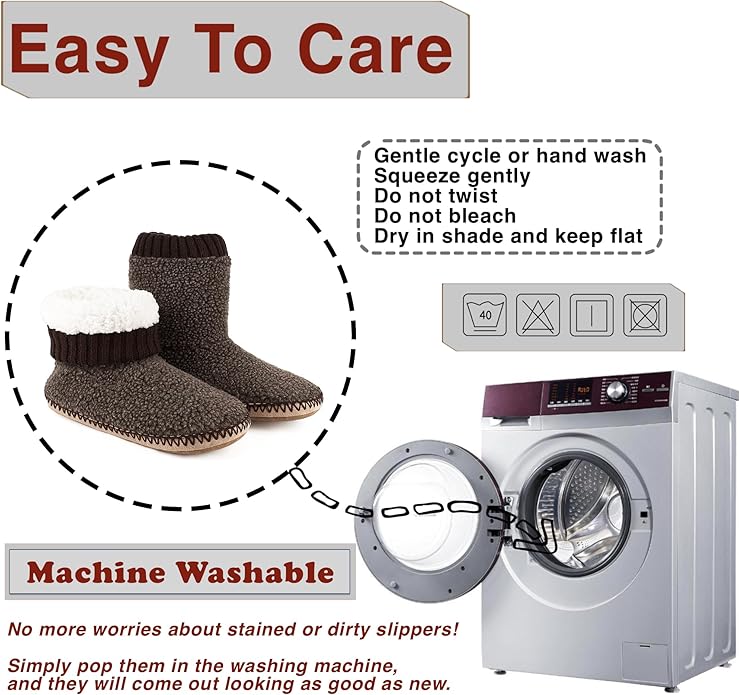 cosyone1997 Boot Slippers for Men Indoor Soft Sole, Warm Fuzzy Slipper Socks with Non Slip Grips