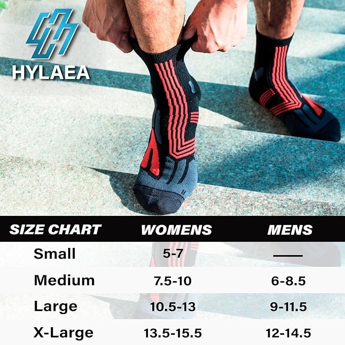 Hylaea Compression Running Socks for men, Coolmax Anti-Blister Cushion Crew Socks for Athletic, Moisture Wicking & Seamless