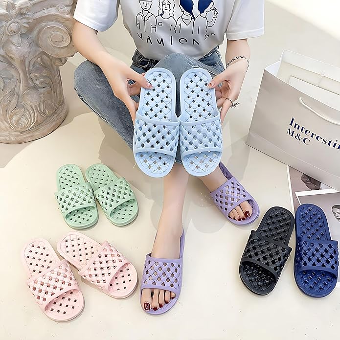AYYDMY Shower Shoes Quick Drying Slippers for Women Men, Non Slip House Shoes Cushioned Thick Sole Bathroom Slippers Indoor Outdoor Soft Platform Sandals for Living Room College Dorm Beach SPA Gym Pool