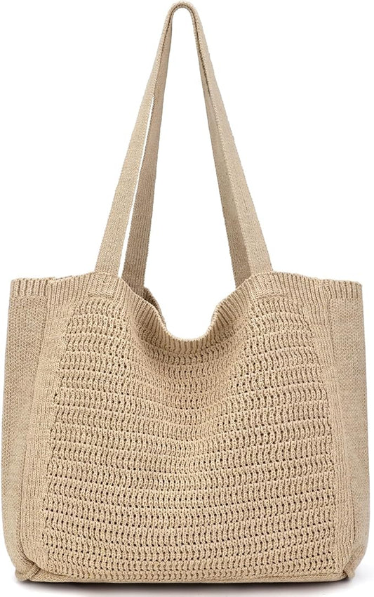 hatisan Crochet Bags for Women - Summer Beach Tote, Aesthetic Hippie Knit Bag