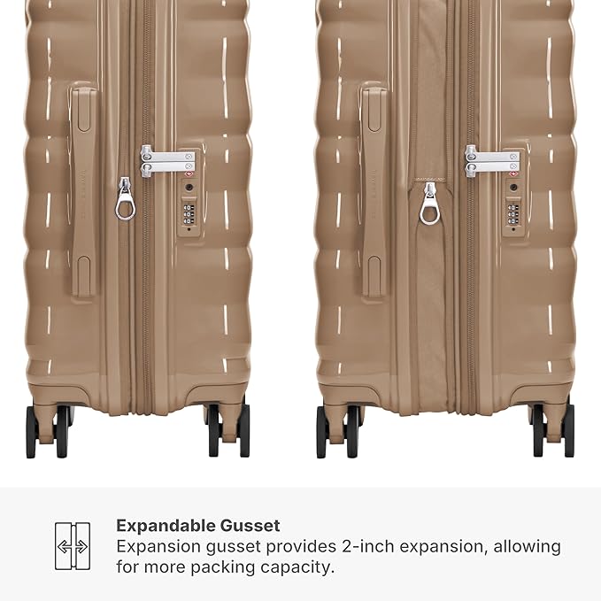 Traveler's Choice Edinburgh II Hardside Spinner Luggage, TSA Lock, Sand, 25" Medium