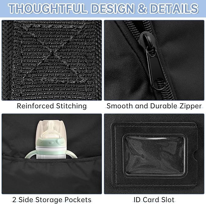 Padded Car Seat Travel Bag Compatible with Doona, Infant Car Seat Travel Bag, Foldable Car Seat Stroller Gate Check Bag for Airplane (Midnight Black)