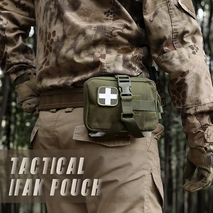 LIVANS Tactical IFAK Pouch, Rip Away Molle First Aid Bag Tear-Away Medical Pouch Emergency EMT Bag for Travel Outdoor Hiking(Pouch Only, First Aid Kits NOT Included)