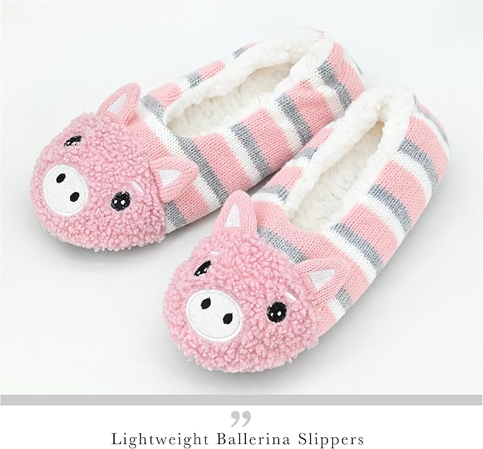 DICUIRD Womens Cute Animal Soft Sole Slipper Socks with Grippers-Fuzzy House Slippers