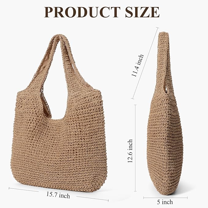Trifabricy Beach Bags for Women, Large Beach Bag, Woven Straw Tote Bags Waterproof, Weaving Swim Shopping Travel Bag
