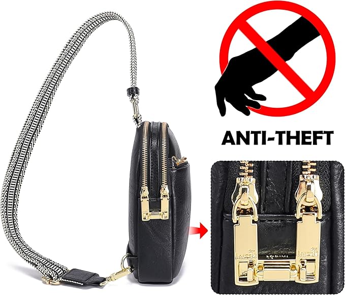 Haytijoe RFID Anti-Theft Sling Bag for Women, Small Crossbody Travel Purse with Locking Zippers, Lightweight Everyday Bag