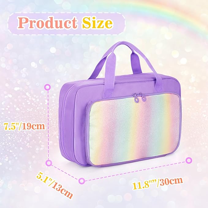 Hanging Hair Accessories Organizer, Bow Holder for Bay Girls, Travel Hair Storage Hook Bag For Clips, Ties, Headbands, Scrunchies, Purple