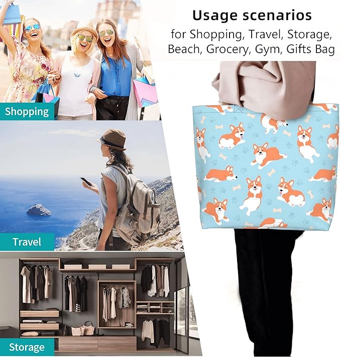 Tote Bag for Women Large Beach Bag Reusable Grocery Bags Handbag for Travel Shopping