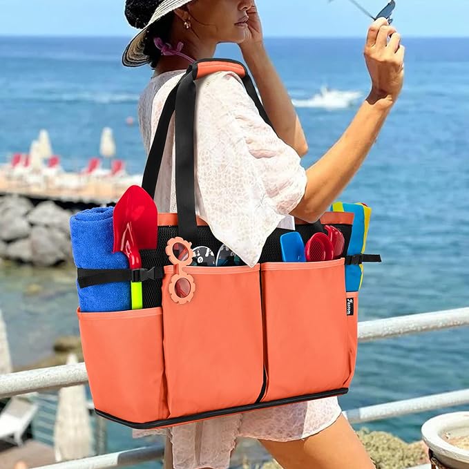 Fasrom Extra Large Mesh Beach Bag with Zipper Bottom, Oversized Tote Bag for Pool, Travel and Boating (Empty Bag Only)