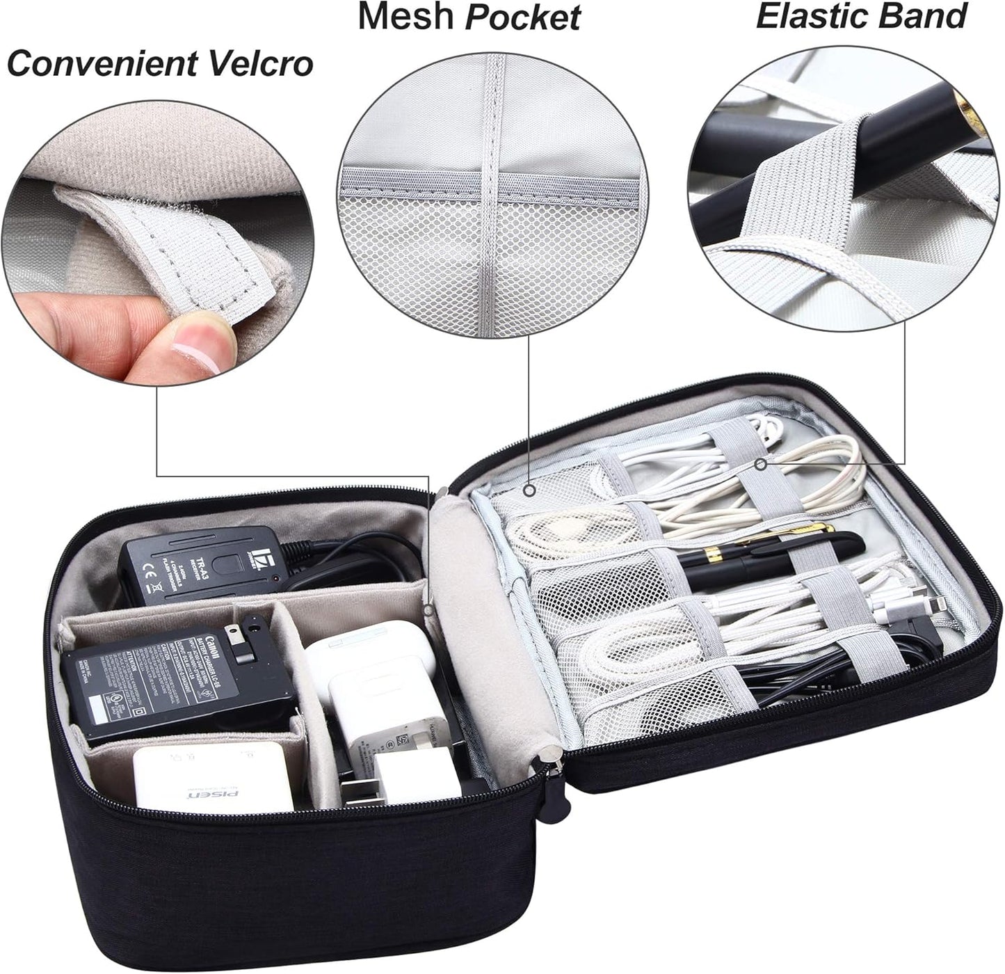 VOCUS Electronics Organizer Travel Cable Organizer Bag for Electronics Accessories, Portable Tech Carring Large Storage Case for Charger, Cord, Power Bank, Hardware