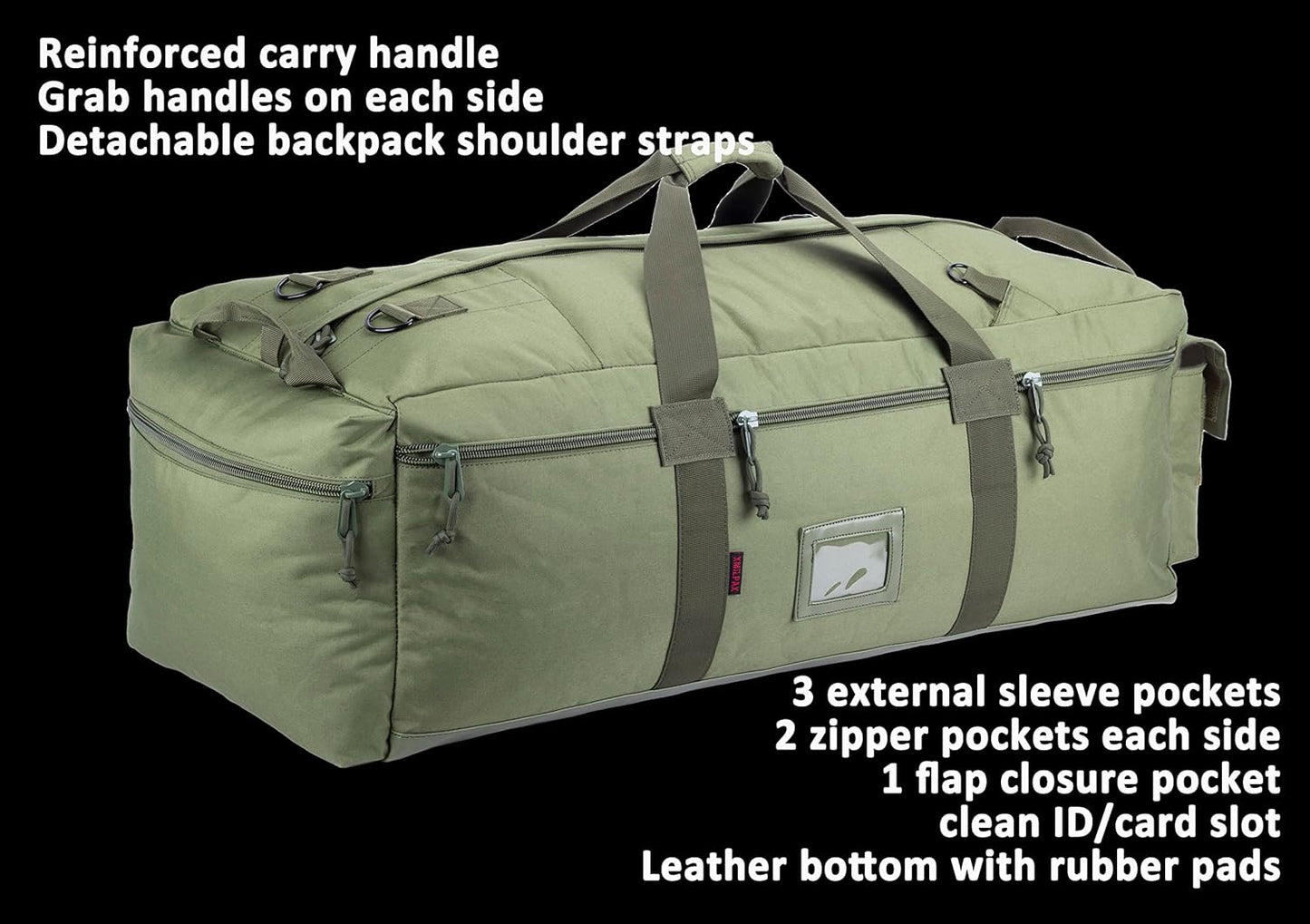 Large Military Duffle Bag Tactical Gear Load Out Bag Deployment Cargo Bag Travel Sports Equipment Duffel Luggage Bag with Backpack Straps 90L