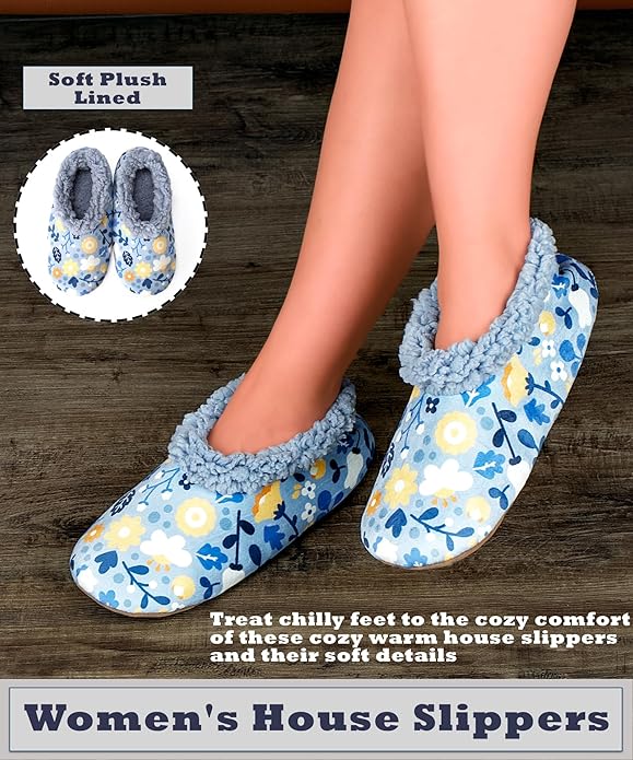 Cozylook Fuzzy Slippers for Women Indoor, Warm Bedroom Slip On Shoes, Winter Fluffy House Socks with Grippers, Cozy Christmas Gifts Unique