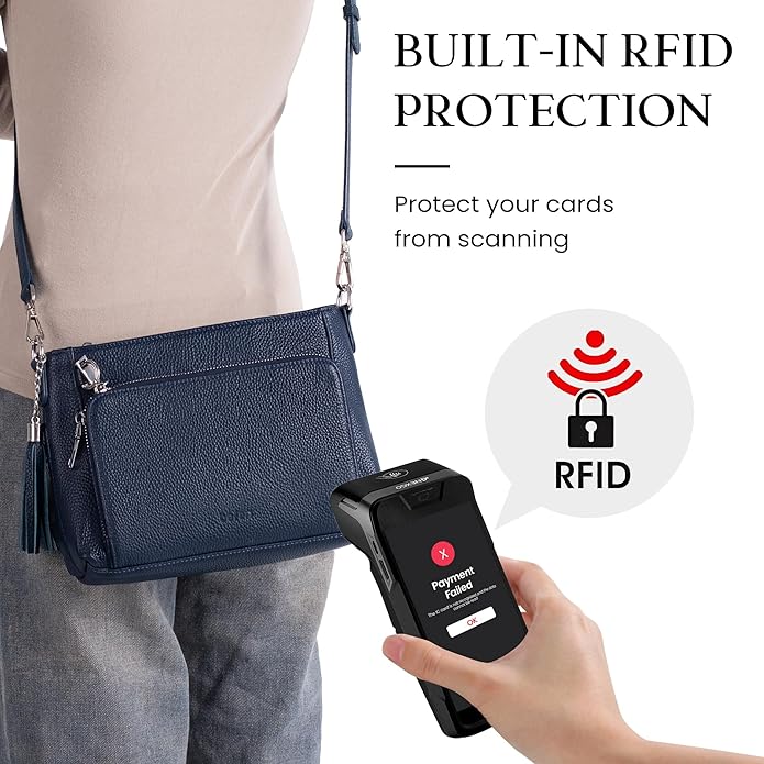 befen Anti Theft Genuine Leather Crossbody Bags for Women Handbags and Shoulder Basg with Built in Wallet RFID Leather Purse
