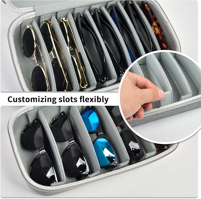 Travel Sunglass Organizer Case for 8 Pairs Polarized Sunglasses, Storage Box for Multi-style Dressers (Bag Only)